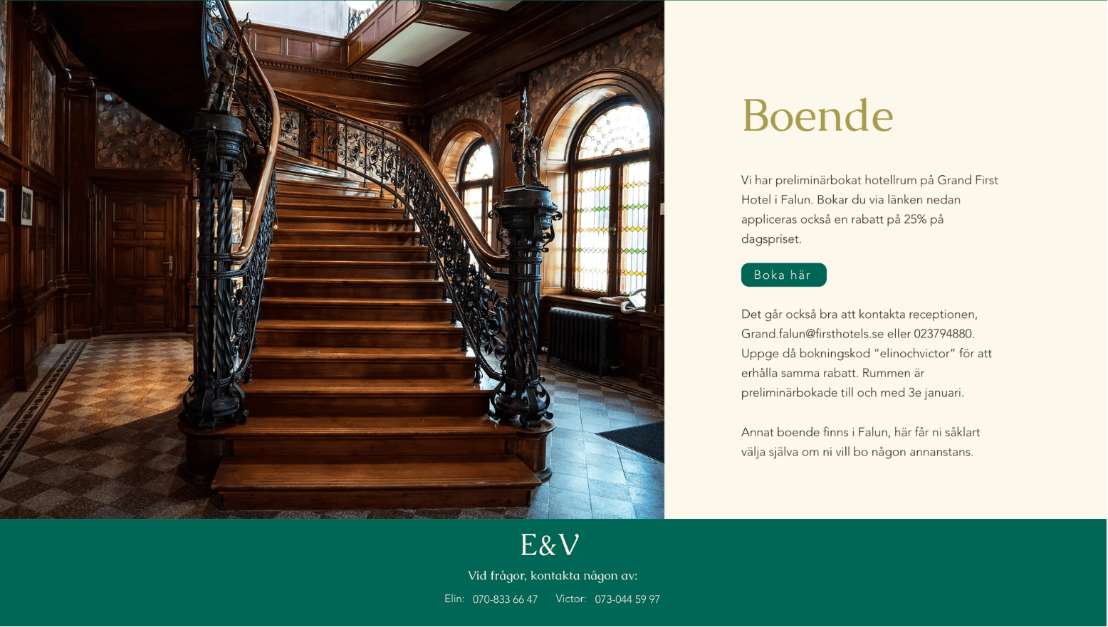 Boende-sektion och sidfot