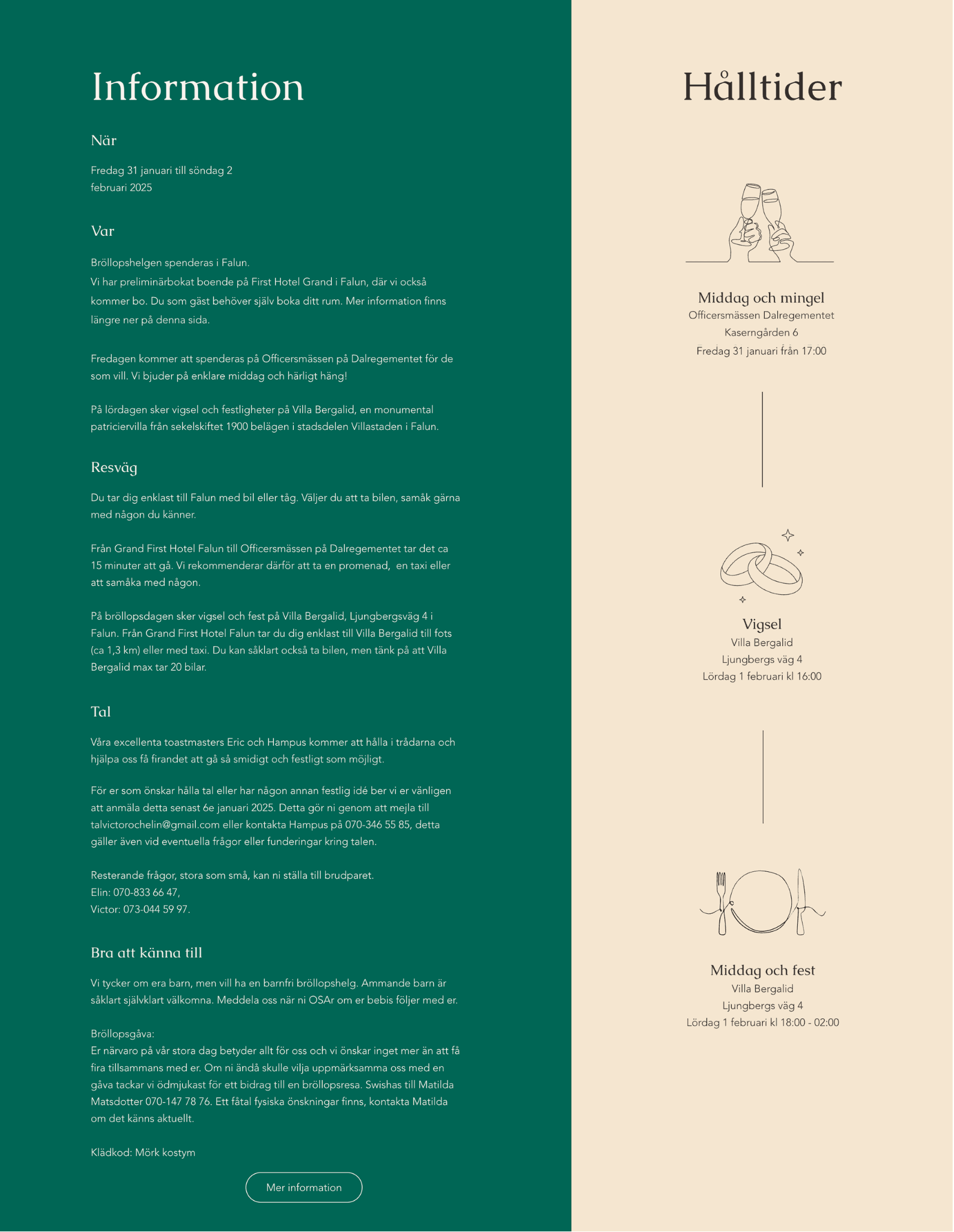 Information, hålltider, resvag och toastmasters