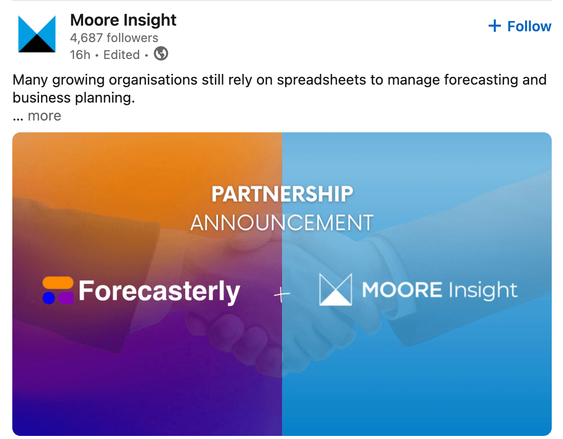 Partnership announcement LinkedIn post