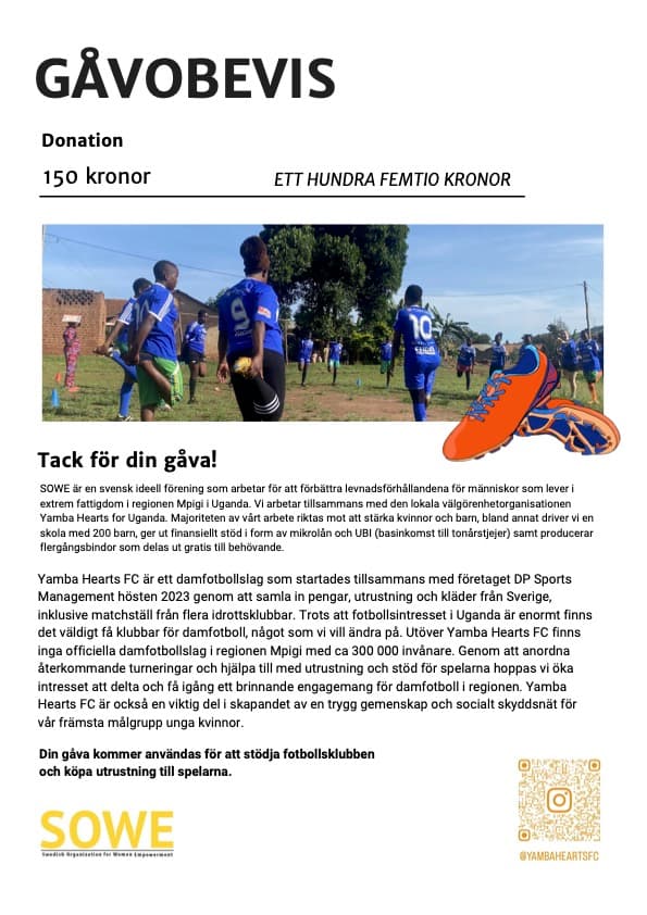 Gåvobevis — 150 kr football club